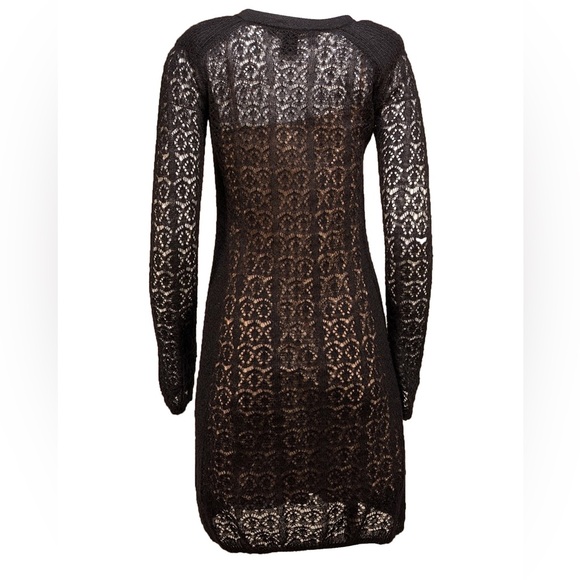 Marc By Marc Jacobs - Black Pointelle Knit Long Sleeve Dress - Picture 3 of 10
